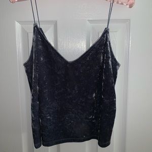 Crushed velvet spaghetti strap tank top